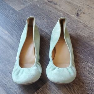 J. Crew flat ballet suede mint green color women size 10 made in Italy